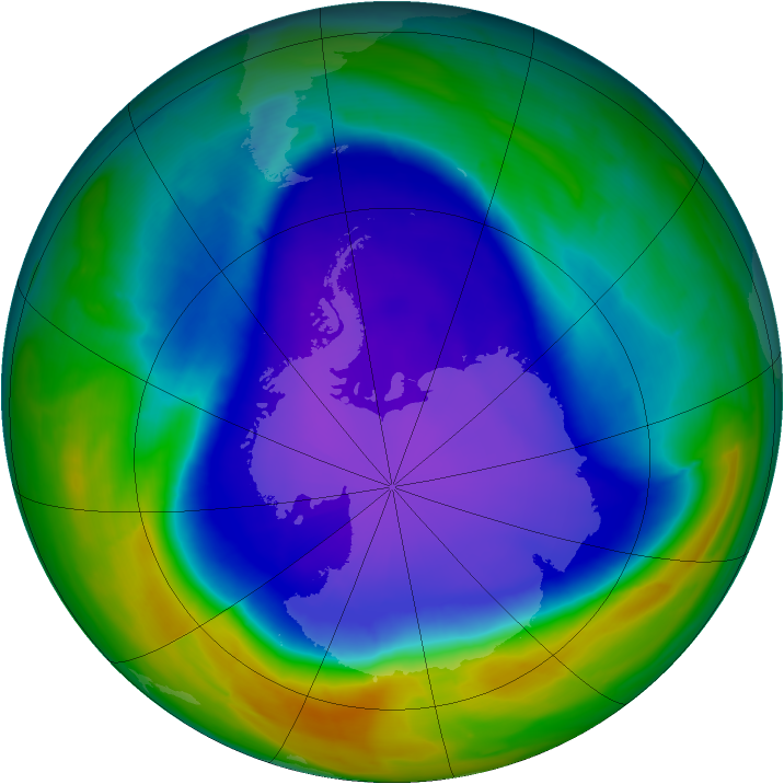 Antarctic ozone map for 05 October 2008